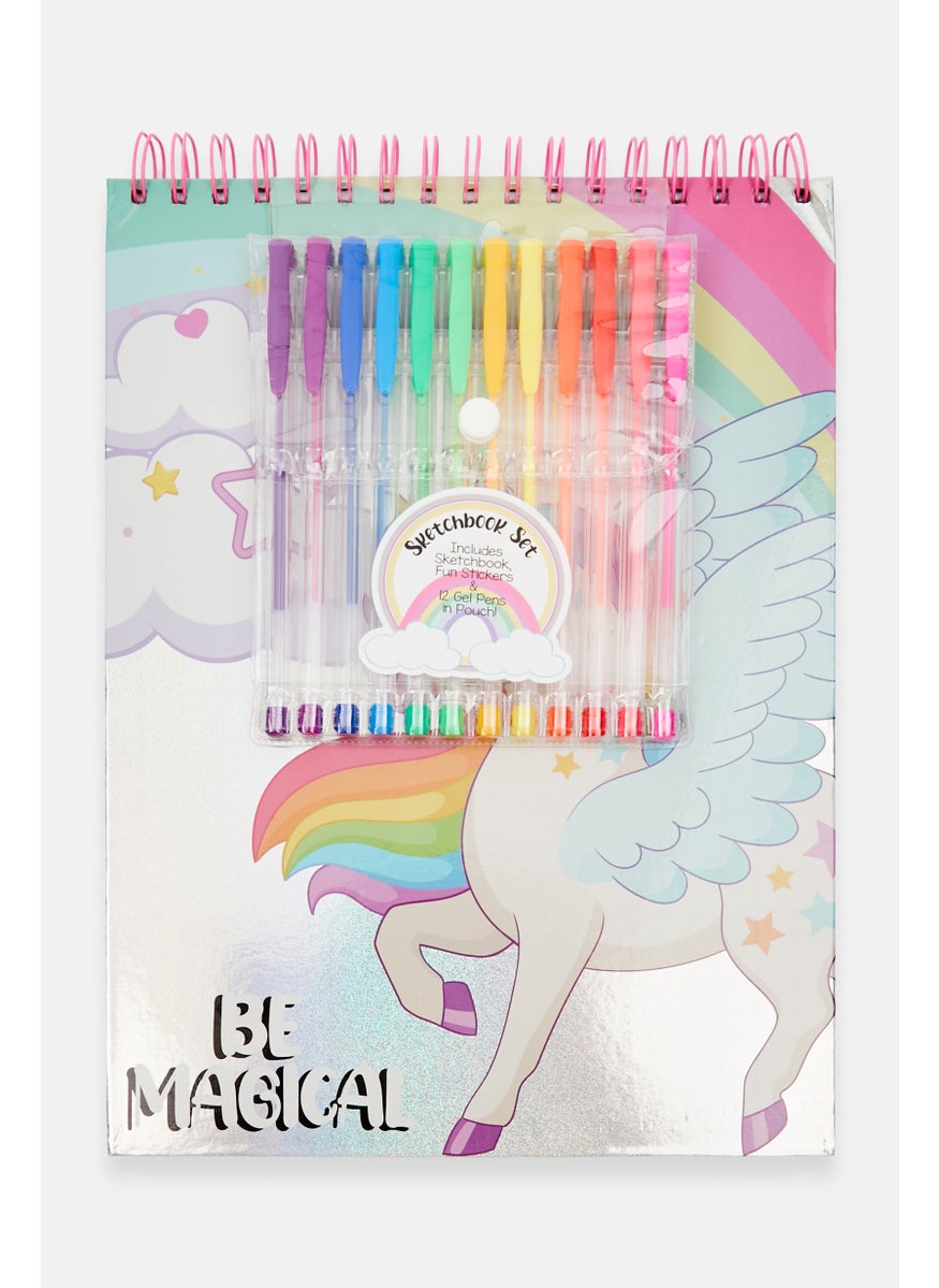 VOTUM Be Magical Sketchbook With 12 Pieces Assorted Pen, Blue Combo  - Image 1