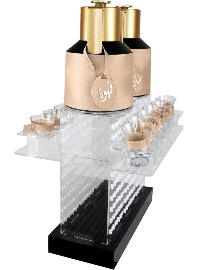 لمسة إبداع قارورة قهوة حرارية - إبريق شاي مفرغ - ترمس عازل للحرارة - إبريق عربي - دلة إبريق - فناجين مشروبات - طقم أكريليك مربع (أوف وايت، طقم شاي وقهوة) - Image 3