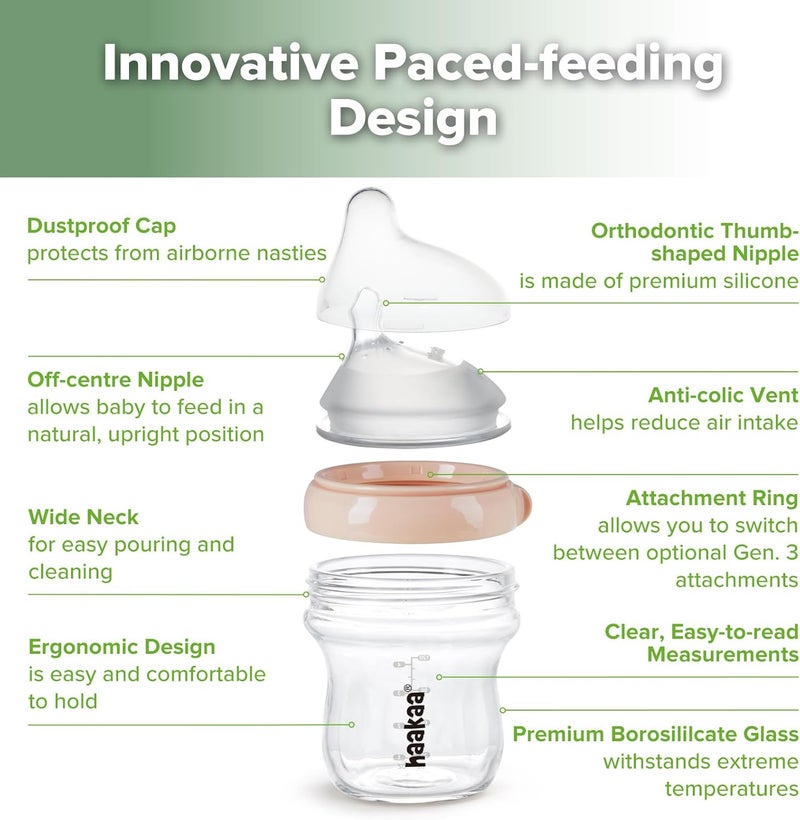 haakaa Gen.3 Natural Glass Baby Bottle 4.2oz/120ml - Image 4
