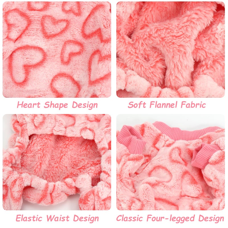 FUTERLY Dog Pajamas Valentine Fleece Dog Clothes Sweaters Small Dogs Pjs Heart Puppy Clothes Onesies Outfits Pink Puppy Pajamas for Small Medium Dogs and Cats (Pink,S) - Image 5