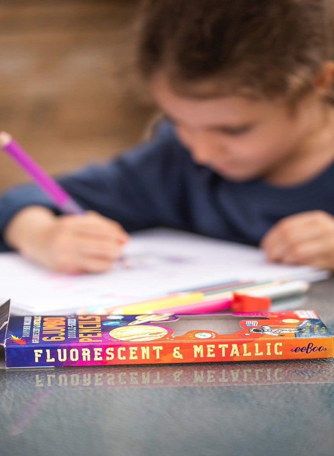 eeBoo: Solar System Fluorescent Double-Sided Color Pencils/Set of 6, that are Perfect for Doodling, Coloring, Sketching, Perfect for Kids or Adults - Image 5