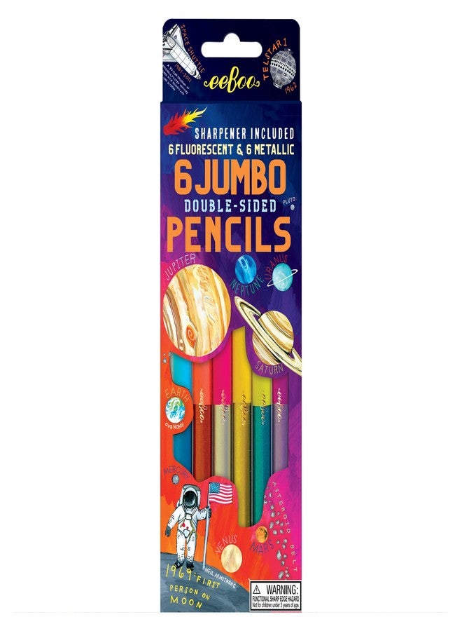eeBoo: Solar System Fluorescent Double-Sided Color Pencils/Set of 6, that are Perfect for Doodling, Coloring, Sketching, Perfect for Kids or Adults - Image 2