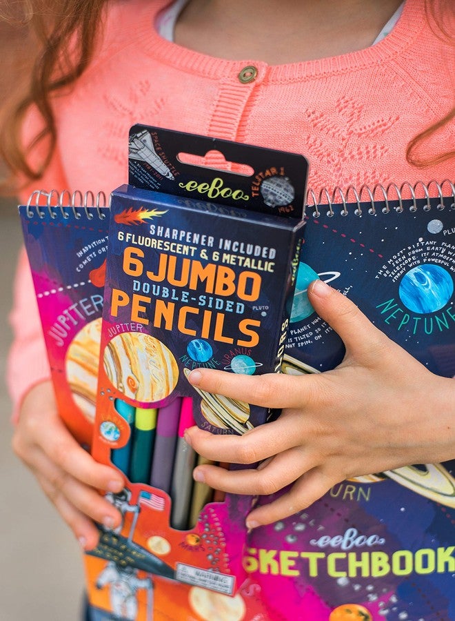 eeBoo: Solar System Fluorescent Double-Sided Color Pencils/Set of 6, that are Perfect for Doodling, Coloring, Sketching, Perfect for Kids or Adults - Image 3