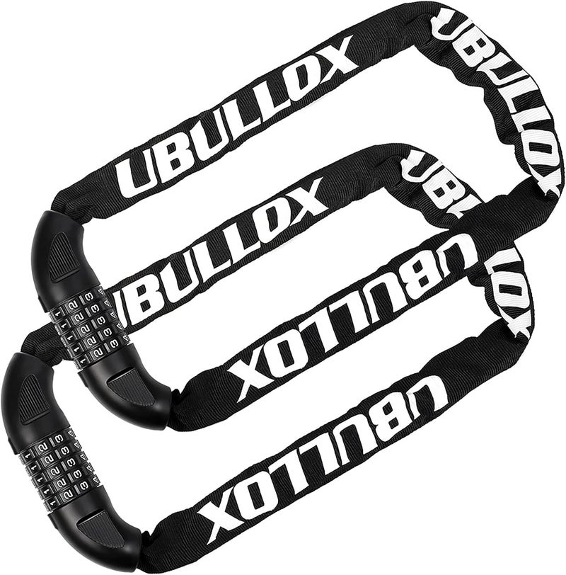 UBULLOX Bike Chain Lock 3FT Bike Lock 5-Digit Combination Resettable Anti-Theft Bicycle Locks 6mm Thick Steel Chain for Bicycle, Motorcycle and More, 2Pack - Image 1