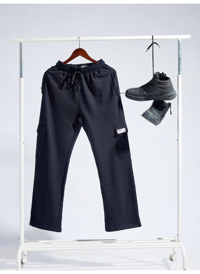Maniac Mens Solid Black Baggy fit Cargo Pant  - Image 2