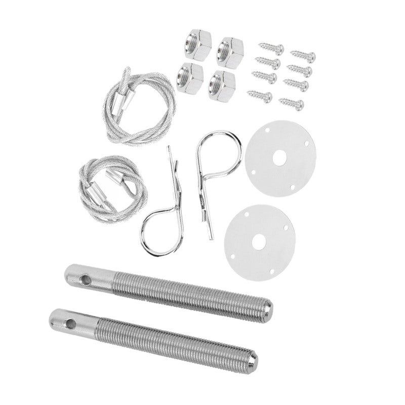 Engine Hood Pin Plate: 4in Base Threaded Pin 24in Lanyard Cable - Carbon Steel Anti-Scratch Panel Bonnet Lock Clip Kit for Car Modified Engine Compartment Protection Driving Safety - Image 3