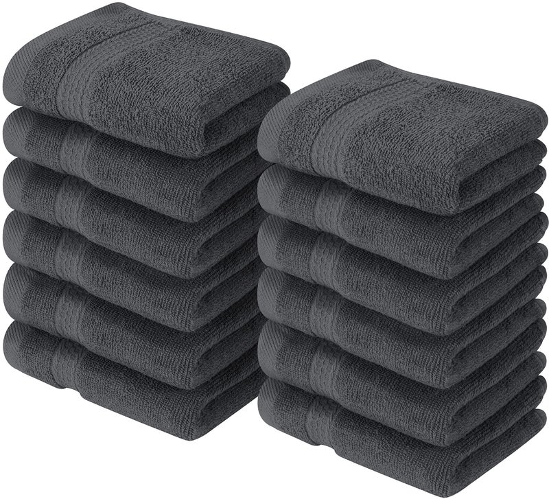 Utopia Towels [12 Pack Premium Wash Cloths Set (12 x 12 Inches) 100% Cotton Ring Spun, Highly Absorbent and Soft Feel Essential Washcloths for Bathroom, Spa, Gym, and Face Towel (Grey) - Image 1