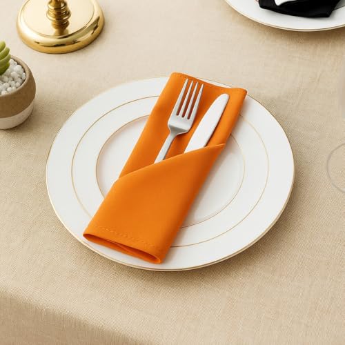 Switchon Solid Orange Colour Table Napkins Set of 6 pcs 16X16 INCH - Image 3