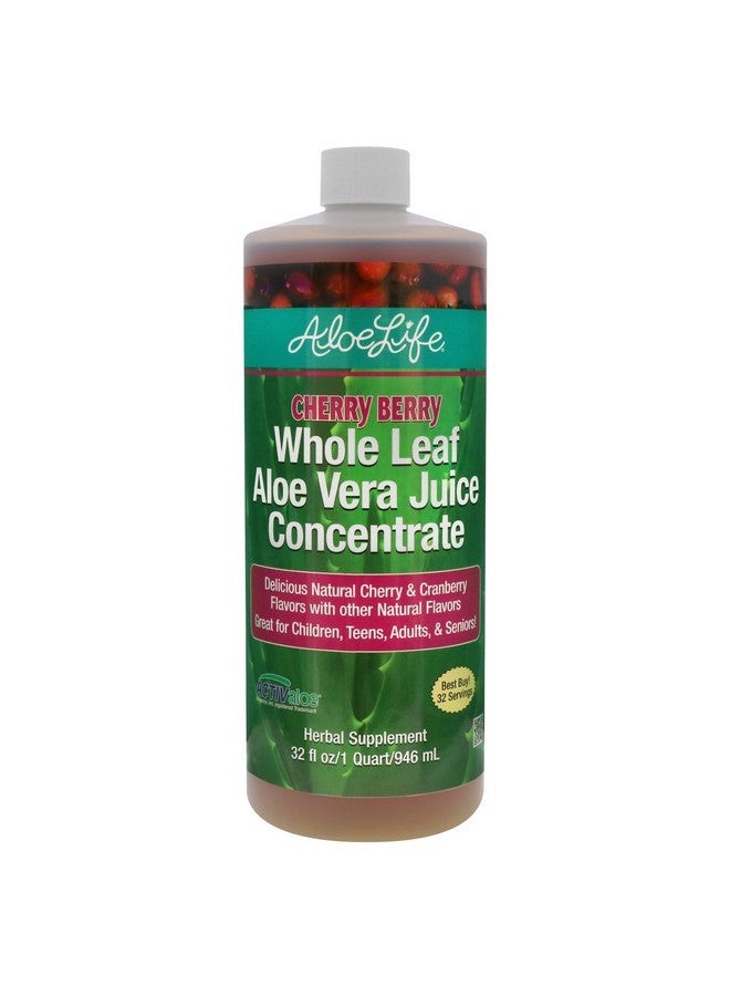 Aloe Life Whole Leaf Aloe Vera Juice Concentrate, Soothing Relief For Indigestion, Antioxidant Catalyst, Supports Energy & Wellness, Certified Organic Aloe Leaves, Glutenfree (Cherry Berry, 32 Oz) - Image 1