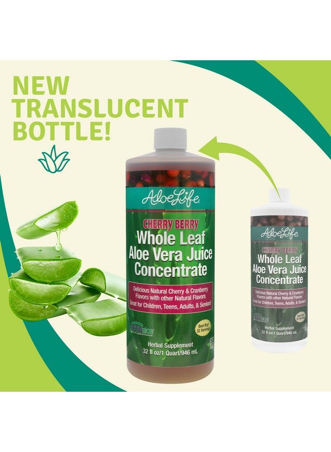 Aloe Life Whole Leaf Aloe Vera Juice Concentrate, Soothing Relief For Indigestion, Antioxidant Catalyst, Supports Energy & Wellness, Certified Organic Aloe Leaves, Glutenfree (Cherry Berry, 32 Oz) - Image 2