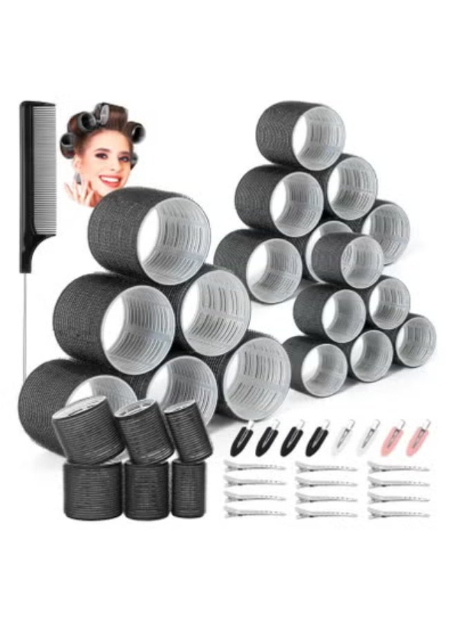39 PCS Hair Rollers Set with 12 Duckbill Clips, Jumbo No Heat Hair Curlers, Reusable Voluminous Hair Roller for Long Medium Short Thick Fine Bangs Hair, Multicolor - Image 1