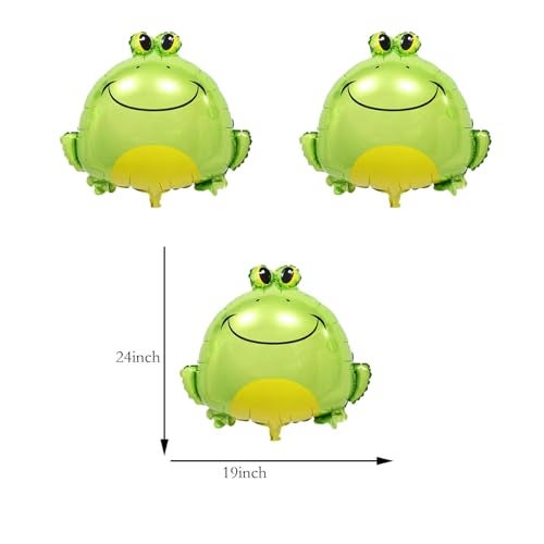 LYK 5PCS Frog Foil Balloons Large Green Frog Mylar Foil Balloons for Animal Themed Birthday Party Decoration Supplies - Image 5
