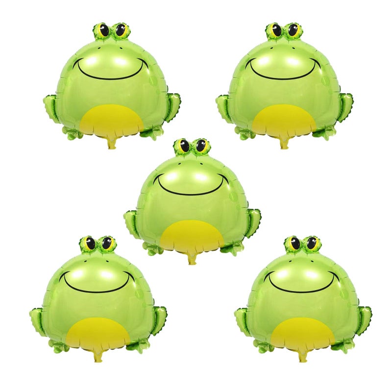 LYK 5PCS Frog Foil Balloons Large Green Frog Mylar Foil Balloons for Animal Themed Birthday Party Decoration Supplies - Image 3