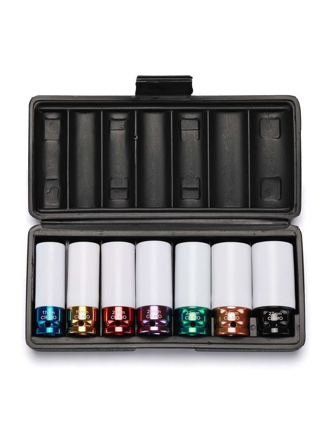 EMENTOL 7PCS 1/2" Drive Thin Wall Deep Wheel Protector Impact Socket Set, CR-MO, Lug Nut Impact Socket Set-17mm, 19mm, 21mm, 22mm, 23mm, 24mm, 27mm - Image 1