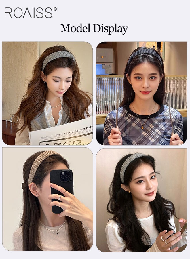 رويس 4 قطع من عصابات الرأس المضفرة بلون واحد، عصابات شعر عصرية مرنة غير قابلة للانزلاق، إكسسوارات شعر بسيطة وأنيقة ومتعددة الاستخدامات، مناسبة للارتداء اليومي للنساء - Image 4