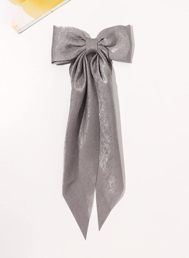 DINPREY Silk Satin Long Bow Hair Barrettes with Ribbon Bow Hair Clips For Women, Big Alligator Hair Bow Clips for Women and Girls (5pcs - mix color a) - Image 5