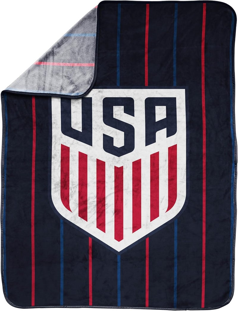 Jay Franco Kids Plush Throw Blanket – Soft & Cozy Fleece Throw for Bedroom & Couch Décor, Official Licensed Product, Dark Blue - US Soccer, 40x50 - Travel Blanket - Image 4