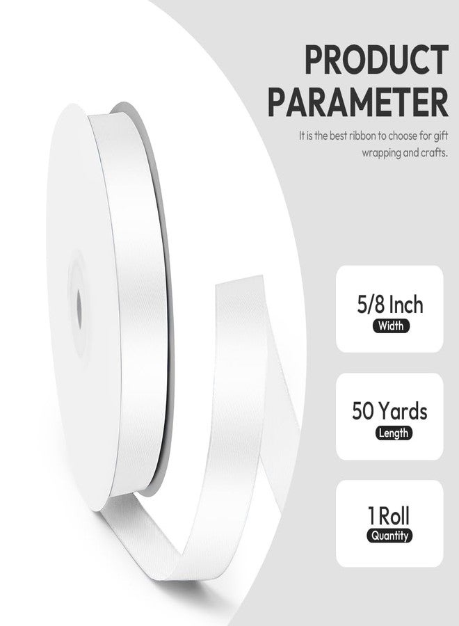Quhora 5/8" x 50 Yards Satin Ribbon - White Silk Ribbon with Spool - Ideal for Gift Wrapping, Floral Bouquets, Crafts, Wedding Party Decorations, Christmas and Sewing Projects - Image 2