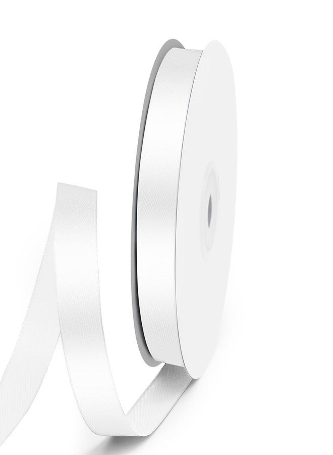 Quhora 5/8" x 50 Yards Satin Ribbon - White Silk Ribbon with Spool - Ideal for Gift Wrapping, Floral Bouquets, Crafts, Wedding Party Decorations, Christmas and Sewing Projects - Image 1