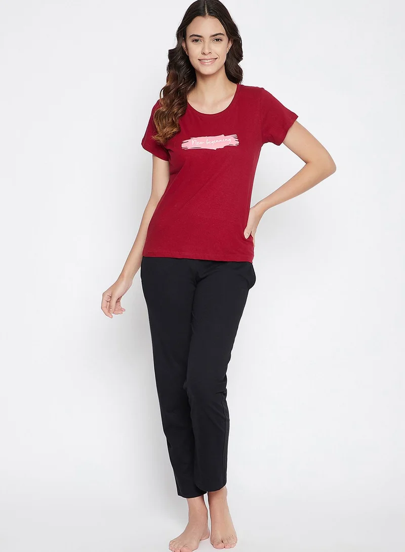 Clovia  Round Neck Graphic T-Shirt for Women | Best Price UAE