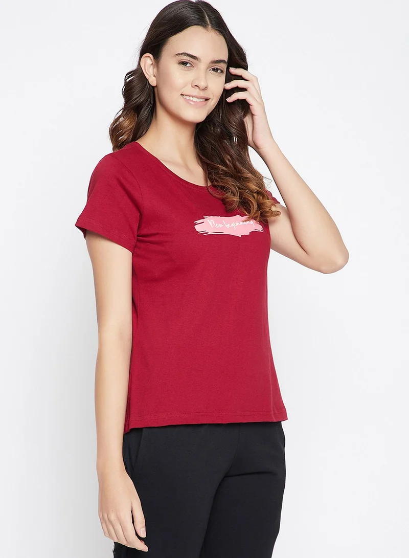 Clovia  Round Neck Graphic T-Shirt for Women | Best Price UAE