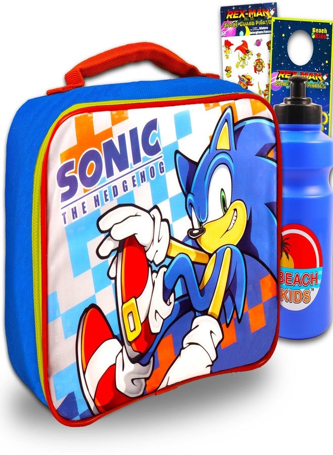 Sonic The Hedgehog صندوق غداء سونيك القنفذ للأطفال - مجموعة مع حقيبة غداء سونيك بالإضافة إلى زجاجة ماء، ملصقات، والمزيد | صندوق غداء سونيك للأولاد والبنات - Image 1