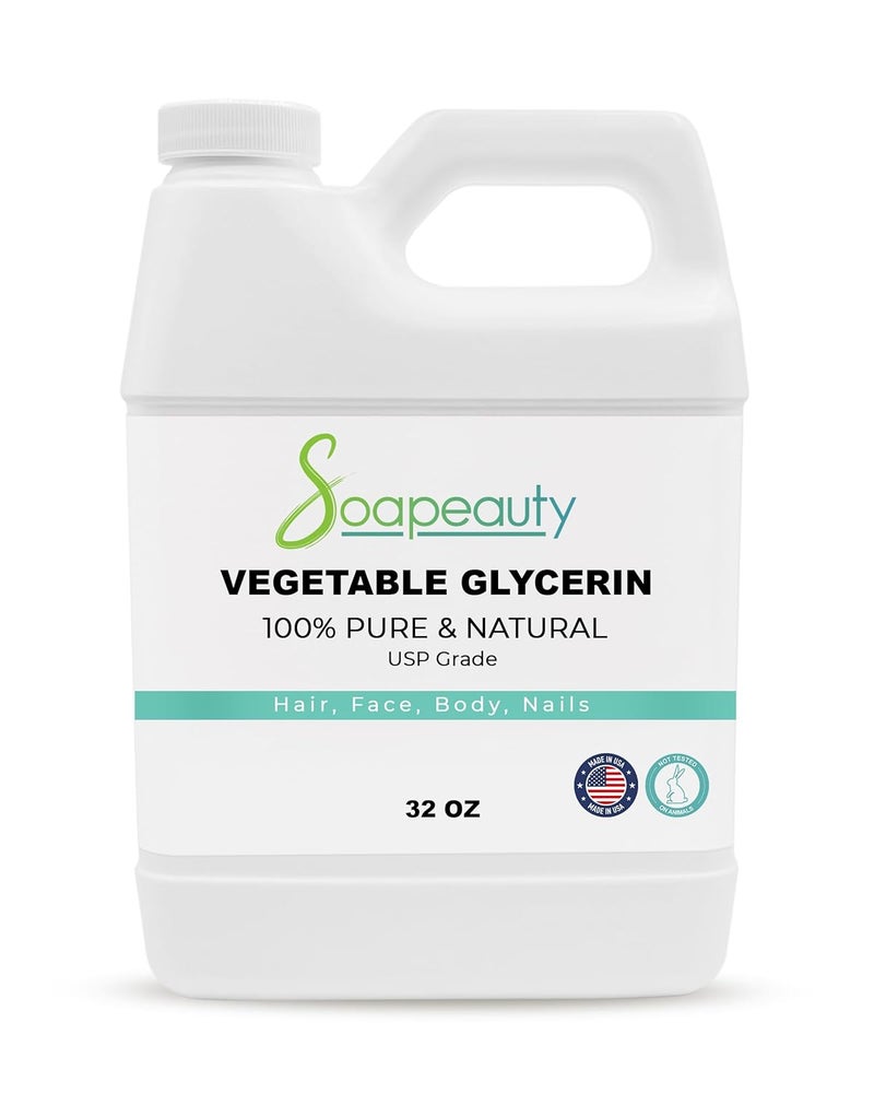 Soapeauty Vegetable Glycerin USP Grade Non-GMO Natural | Cosmetic Products, Skin, Hair Care, Soap Making, Household Uses | Soapeauty | 32 oz