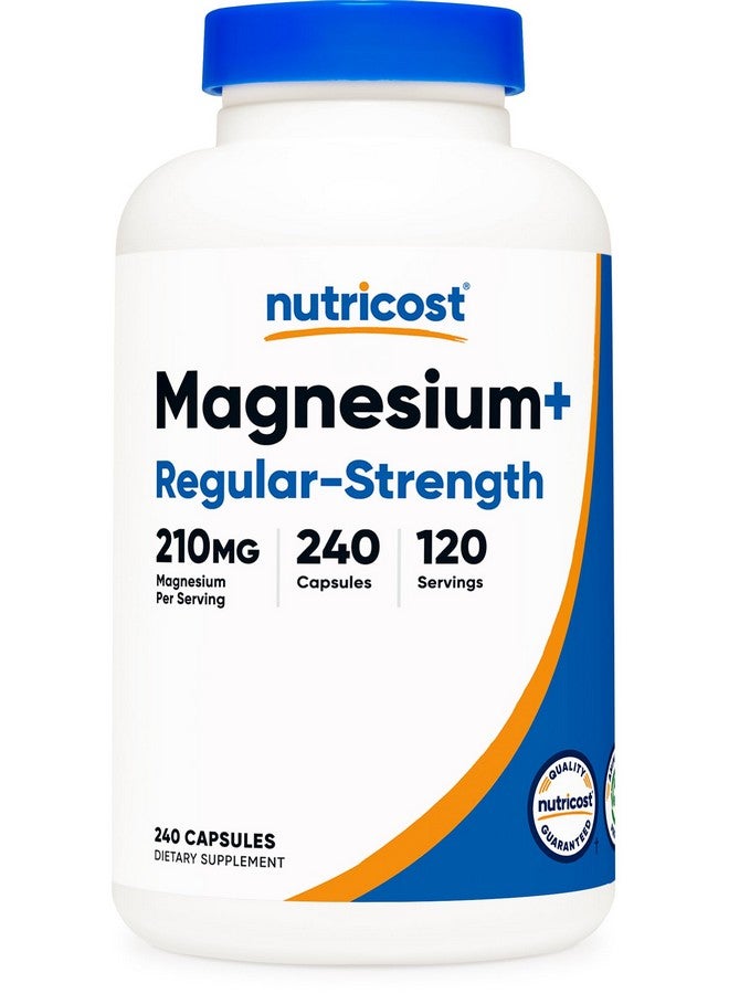 Nutricost Magnesium+ Regular Strength (210mg, 240 Capsules) - 120 Servings, Made with Magnesium Glycinate and Oxide, Non-GMO, Gluten Free and Vegan Friendly - Image 1