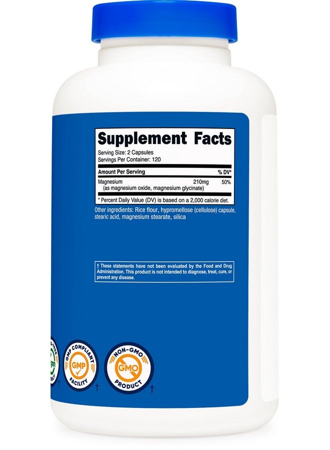 Nutricost Magnesium+ Regular Strength (210mg, 240 Capsules) - 120 Servings, Made with Magnesium Glycinate and Oxide, Non-GMO, Gluten Free and Vegan Friendly - Image 5