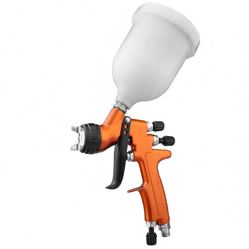 HVLP Gravity Feed Sprayer 1.3mm Nozzle 600CC Cup Highly Atomized Paint Spray Tool Ultra High Transfer Efficiency Green and Saving For Oily Waterborne Topcoat Spraying Orange - Image 1