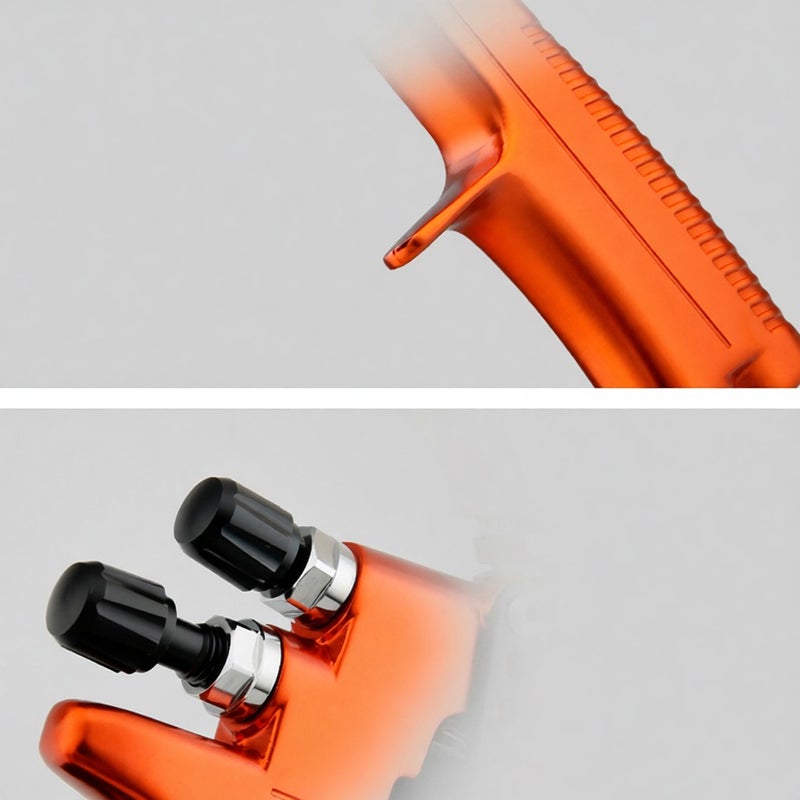 HVLP Gravity Feed Sprayer 1.3mm Nozzle 600CC Cup Highly Atomized Paint Spray Tool Ultra High Transfer Efficiency Green and Saving For Oily Waterborne Topcoat Spraying Orange - Image 4