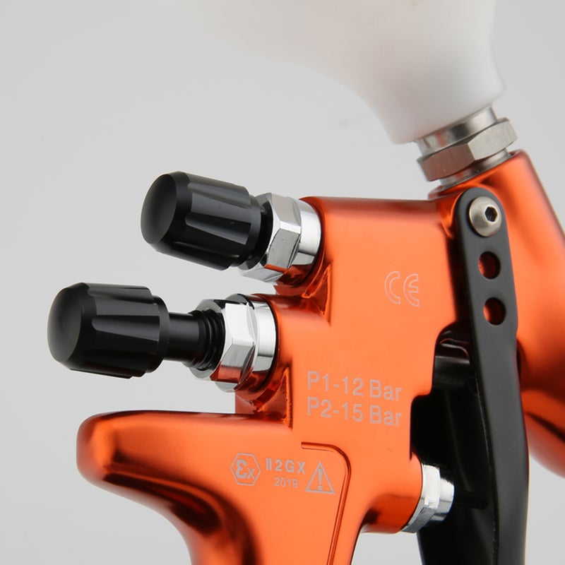 HVLP Gravity Feed Sprayer 1.3mm Nozzle 600CC Cup Highly Atomized Paint Spray Tool Ultra High Transfer Efficiency Green and Saving For Oily Waterborne Topcoat Spraying Orange - Image 2
