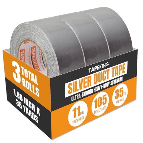 Tape King شريط كينغ سيلفر شريط لاصق ثقيل | شريط تعبئة متعدد الاستخدامات 1.88 بوصة × 35 ياردة | لفة شريط مقاوم للماء لتحسين المنزل، استخدام المكتب، التغليف، الإغلاق، الحرف اليدوية والإصلاحات العامة (3 عبوات) - Image 1
