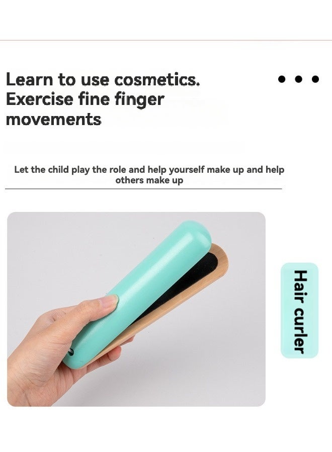 SHABILI 14PCS Wooden Princess Makeup Toy Set for Girls – Pretend Beauty Play Kit with Mirror, Hair Dryer, Lipstick, Blush, Comb, Nail Polish, Perfume and More – Educational Gift for Kids Age 3+ (Pink) - Image 4