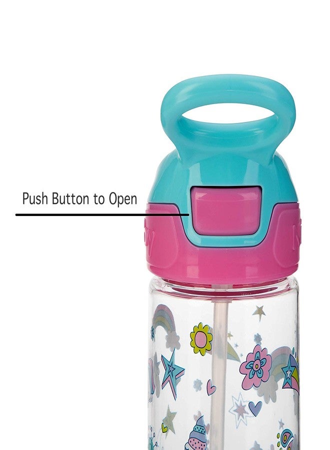 Nuby Push Button Flip-it Soft Spout Tritan Water Bottle, Pink Unicorns, 18 Oz - Image 4