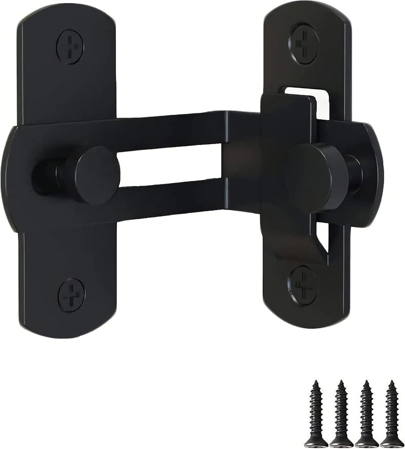 DRUCILA 90 Degree Flip Barn Door Lock,Protect Privacy-Security Gate Latch, Hook Lock Latch for Barn, Sliding Door Antique Lock Gate Latches Wine Cabinet Closet Door Latches.(Black Corner Door Lock) - Image 1