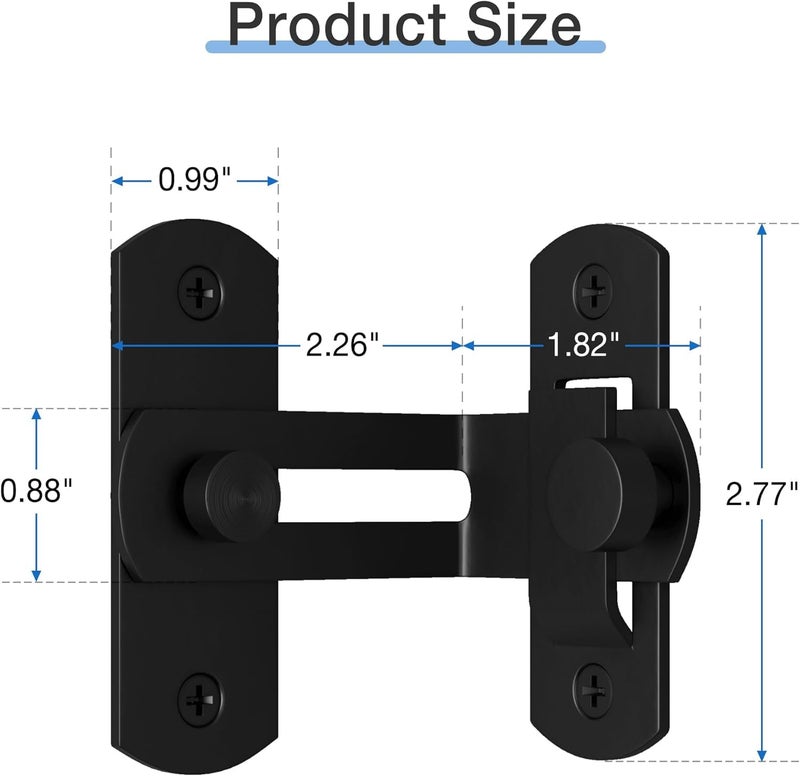 DRUCILA 90 Degree Flip Barn Door Lock,Protect Privacy-Security Gate Latch, Hook Lock Latch for Barn, Sliding Door Antique Lock Gate Latches Wine Cabinet Closet Door Latches.(Black Corner Door Lock) - Image 2