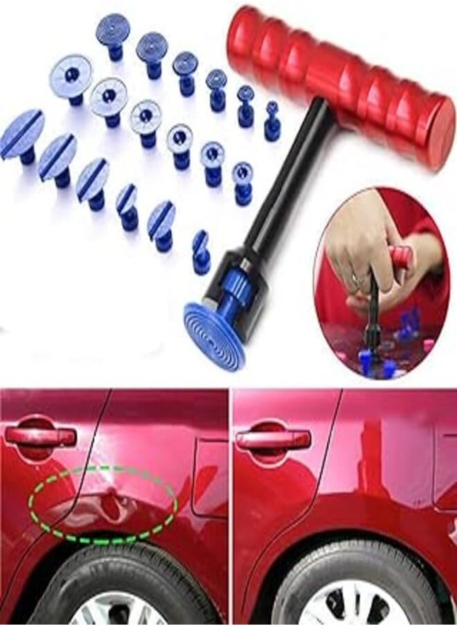 U/D U/D Car Dent Puller, T Handle Dent Puller Paintless Dent Repair with 18 Glue Tabs, Dent Removal Kit for Car Auto Hail Damage Repair Paintless Dent Repair Kit 