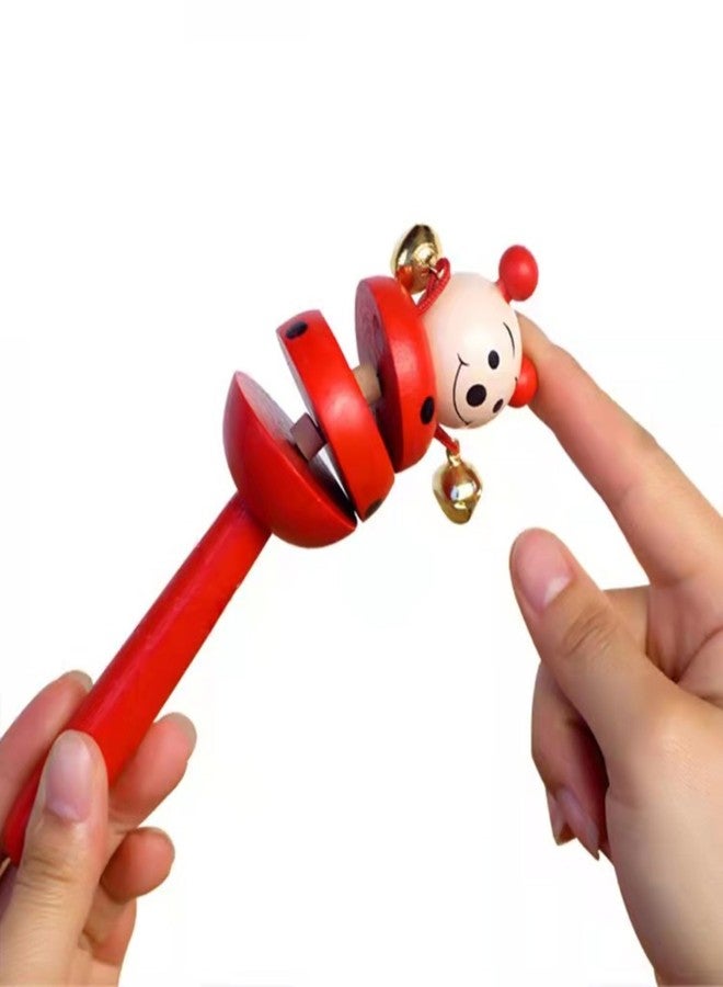 UPBEAT Wooden Baby Rattle with Dual Bells (Pack of 2, Non-Toxic & Handcrafted) - Natural Teether Toy for Infants & Newborns. - Image 2