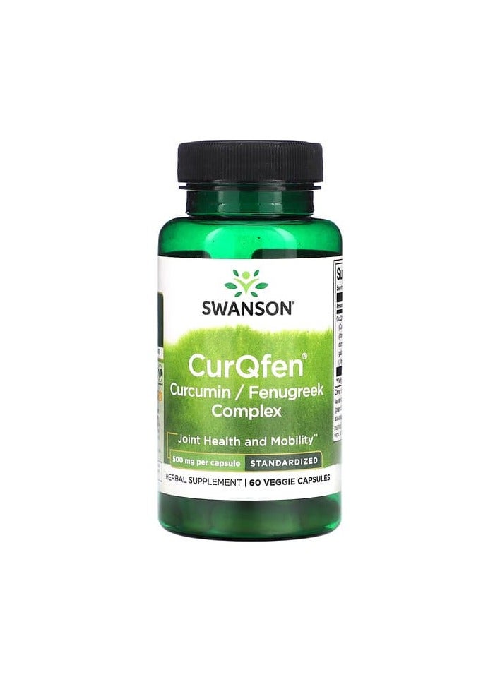 CurQfen Curcumin/Fenugreek Complex, Standardized, 500 mg, 60 Veggie Capsules