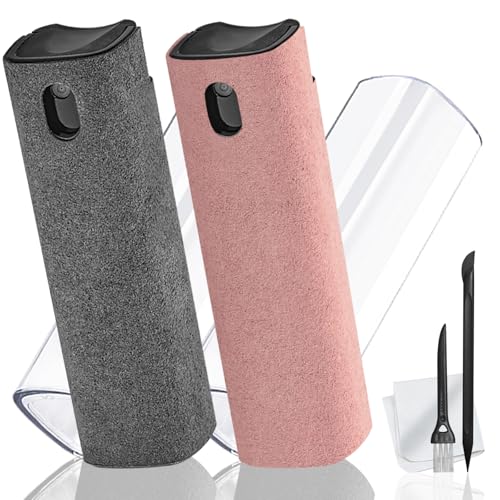 walrfid 2 Pack Screen Cleaner Spray and Wipe for Laptop Monitor and Car Screens, Phone Touchscreen Mist Cleaning Kit for Cellphone, Tablet, PC, Computer, LCD, Eyeglass, iPhone, iPad, Mac Pro - Grey and Pink - Image 1