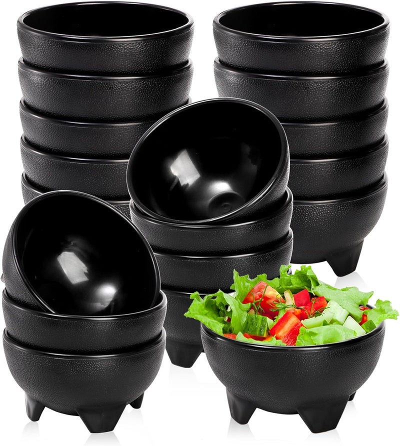ZEAYEA 18 Pcs Salsa Bowls 12 oz Plastic Mexican Party Serving Bowls Unbreakable Guacamole Bowl Small Salsa Serving Dish for Condiments Dipping Sauces Taco Snack Black - Image 1