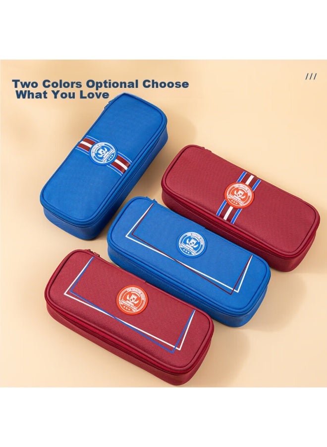 Deli Large Capacity Pencil Case For Elementary School Students, Children's Classic School Pencil Box, Multi-purpose Stationery Case, Pencil Storage Bag, Vertical Striped Blue - Image 4