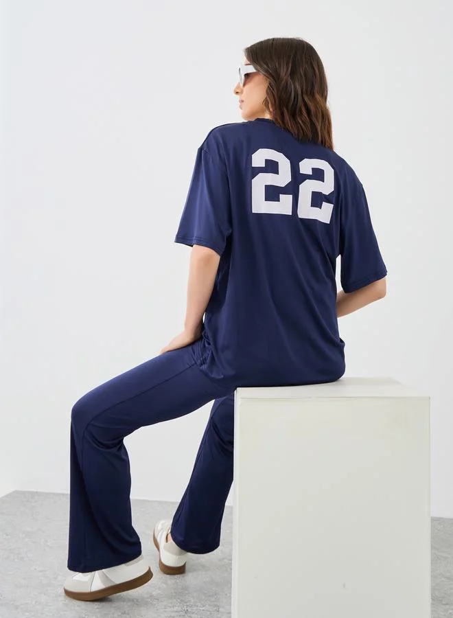 Take Two Take Two Number Print Longline T-Shirt and Flared Leggings Co-Ords
