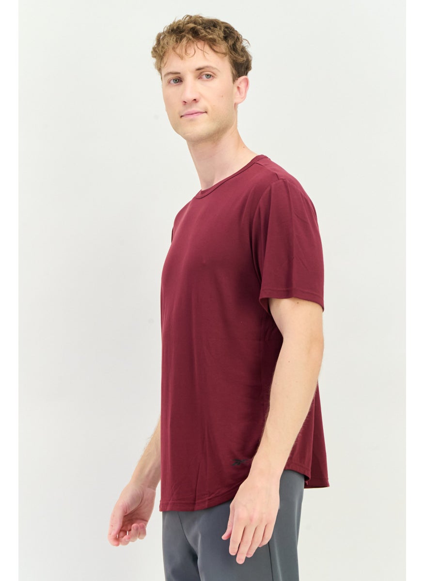 Reebok Men Sportswear Fit Short Sleeves Training T-shirt, Maroon  - Image 2