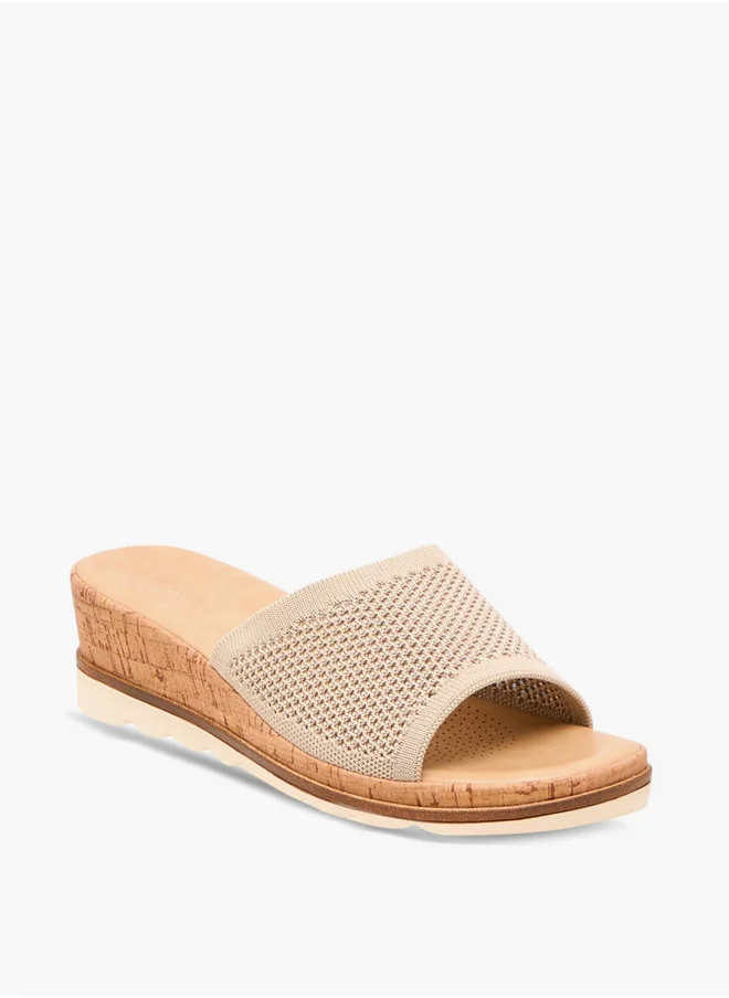 لو كونفورت Flyknit Textured Slip-On Sandals with Wedge Heels