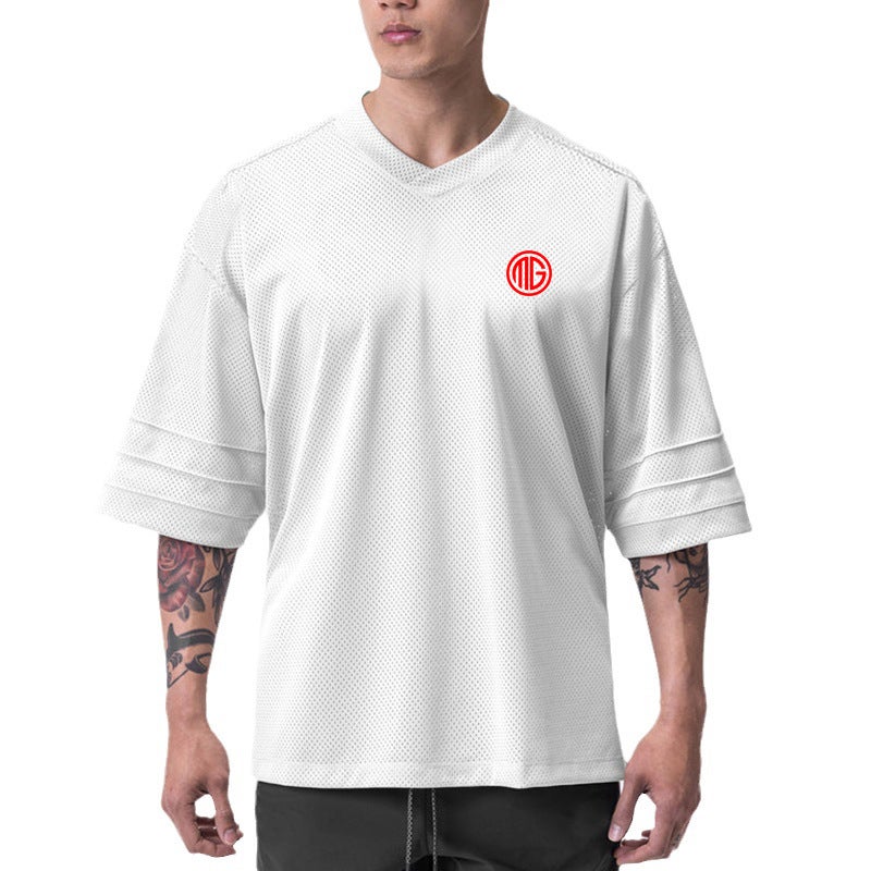 Men'S Sports Plus Size Short Sleeve Gym Fitness Bodybuilding Half Sleeve Half Sleeve Half Sleeve Training Clothes Summer Quick-Drying Mesh T-Shirt - Image 3