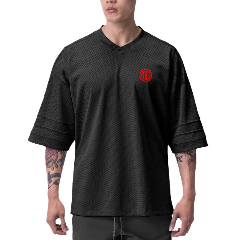 Men'S Sports Plus Size Short Sleeve Gym Fitness Bodybuilding Half Sleeve Half Sleeve Half Sleeve Training Clothes Summer Quick-Drying Mesh T-Shirt - Image 2