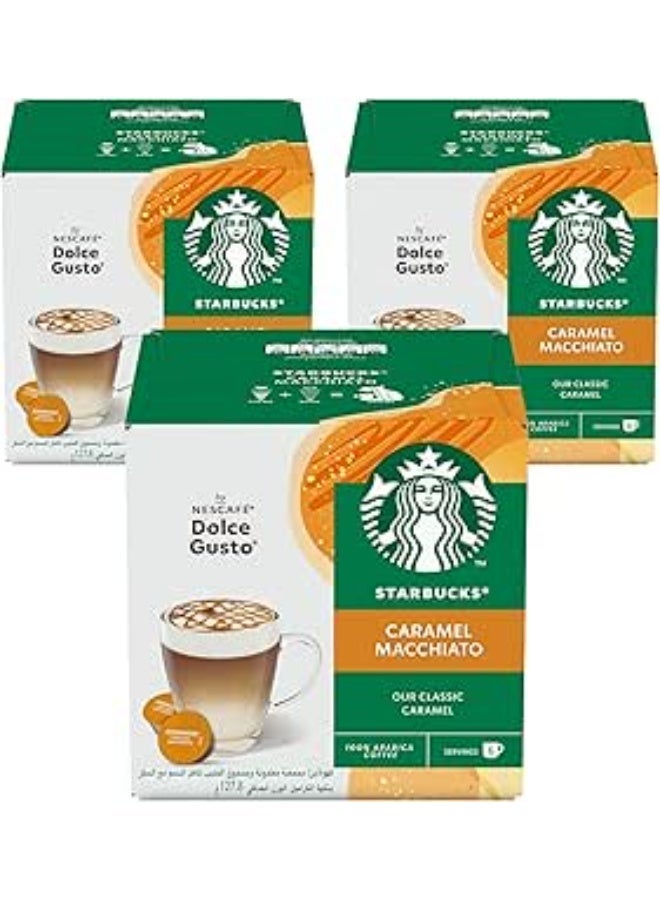 ستاربكس نسكافيه دولتشي جوستو كراميل ماكياتو ١٢ كبسولة قهوة ١٢٧.٨ غرام عبوة من ٣ قطع - Image 1
