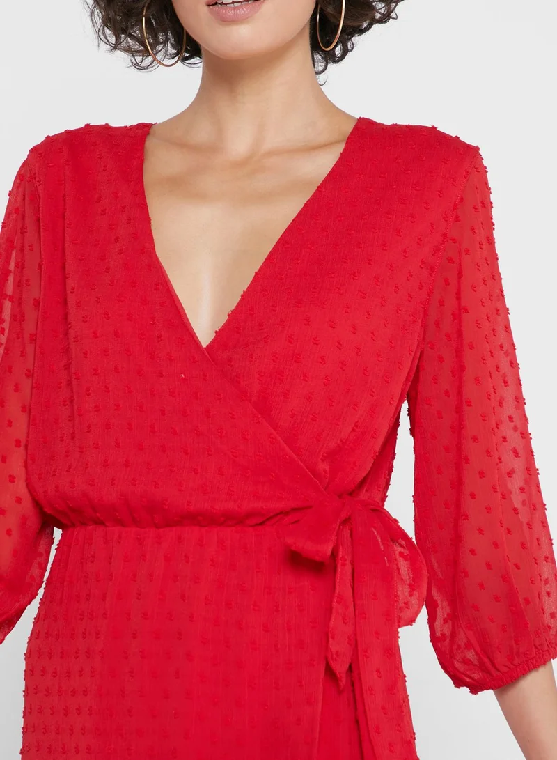 Jacqueline de Yong Side Tie Wrap Dress